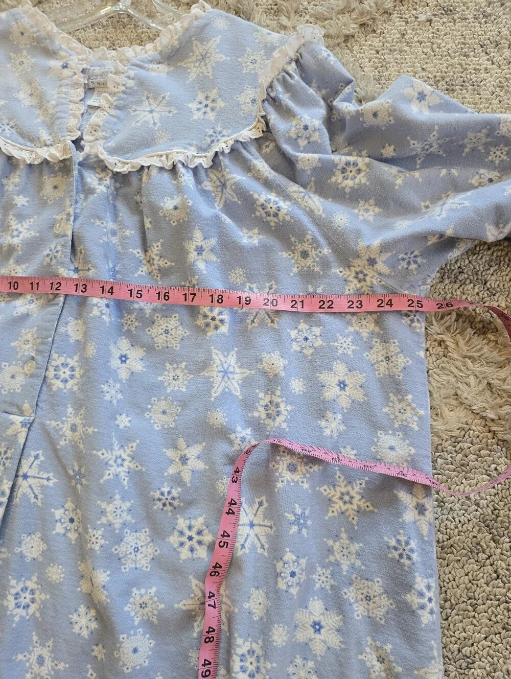 Vintage Lanz Of Salzburg Nightgown XL Blue Snowflakes Winter Holiday Grannycore